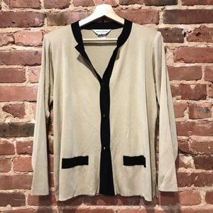 Exclusively Misook Petites Jacket Statement Buttons Medium Contrast Trim